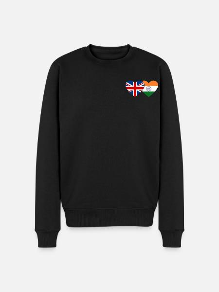 Angleterre Inde drapeau coeur - Pull Premium bio Homme - noir