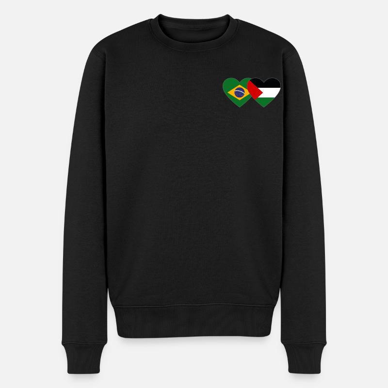 Brésil Palestine drapeau coeur - Pull Premium bio Homme - noir
