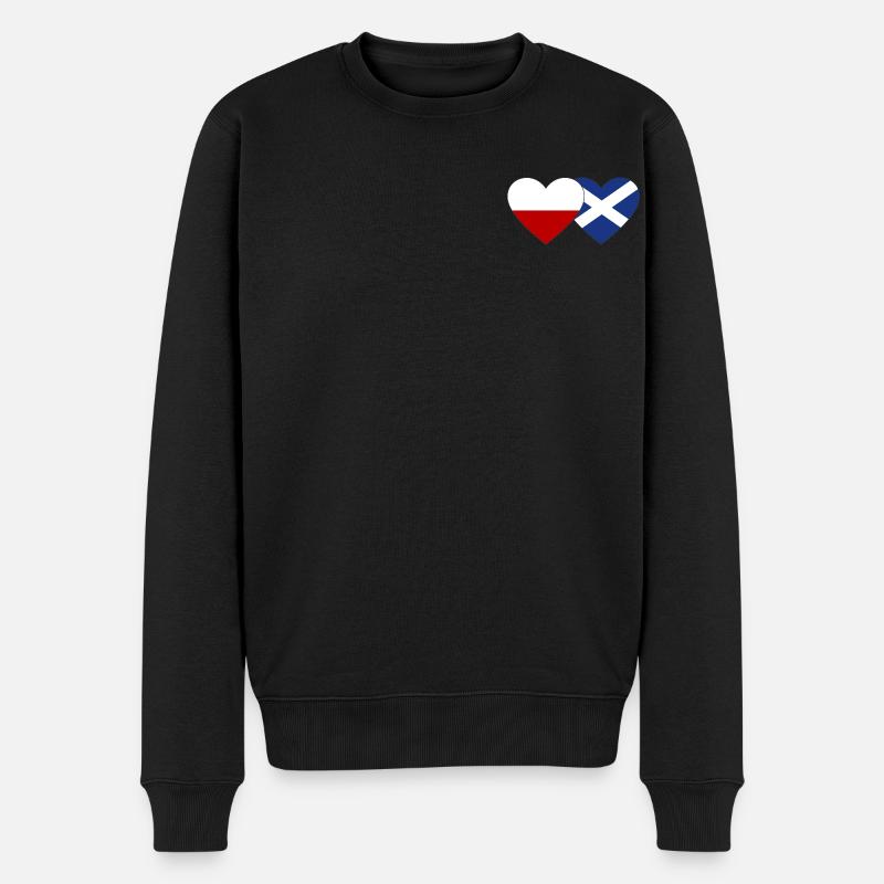Pologne Ecosse Drapeau Coeur - Pull Premium bio Homme - noir