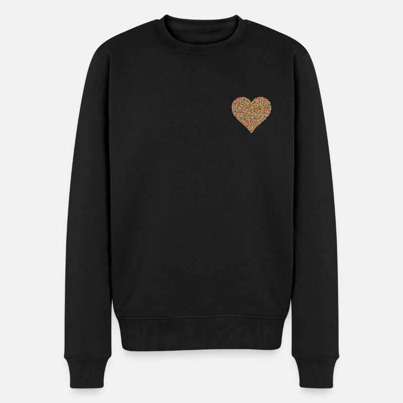 Konfetti Herz - Männer Premium Bio Pullover - Schwarz