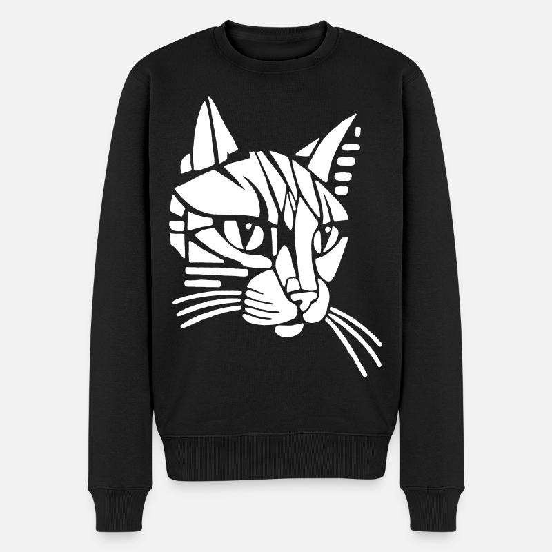 Chat tribal blanc - Pull Premium bio Homme - noir