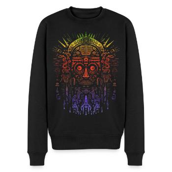 Aztec Mask - Men's Premium Organic Jumper - black - Front - Nico (187cm)