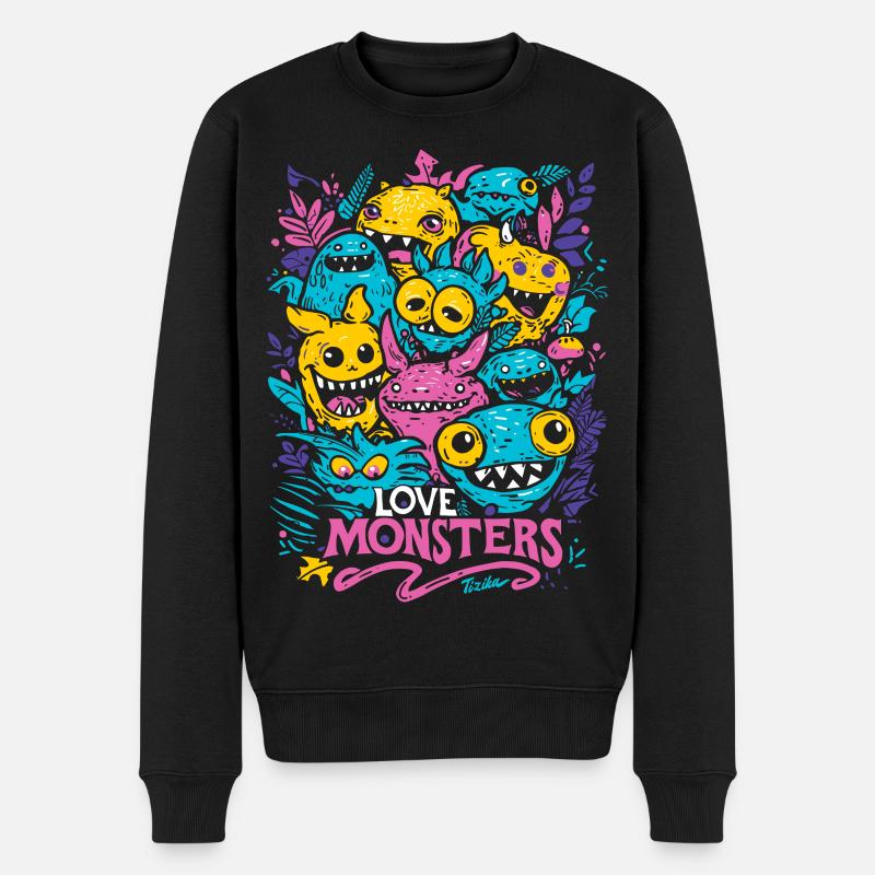 Liebesmonster - Männer Premium Bio Pullover - Schwarz