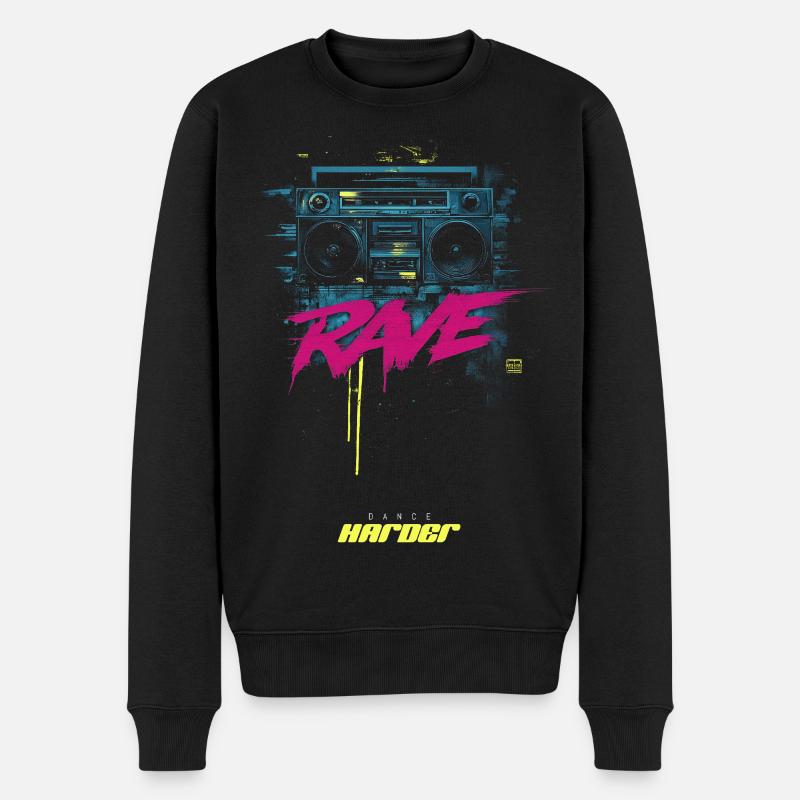 RAVE DAnce harder - Männer Premium Bio Pullover - Schwarz