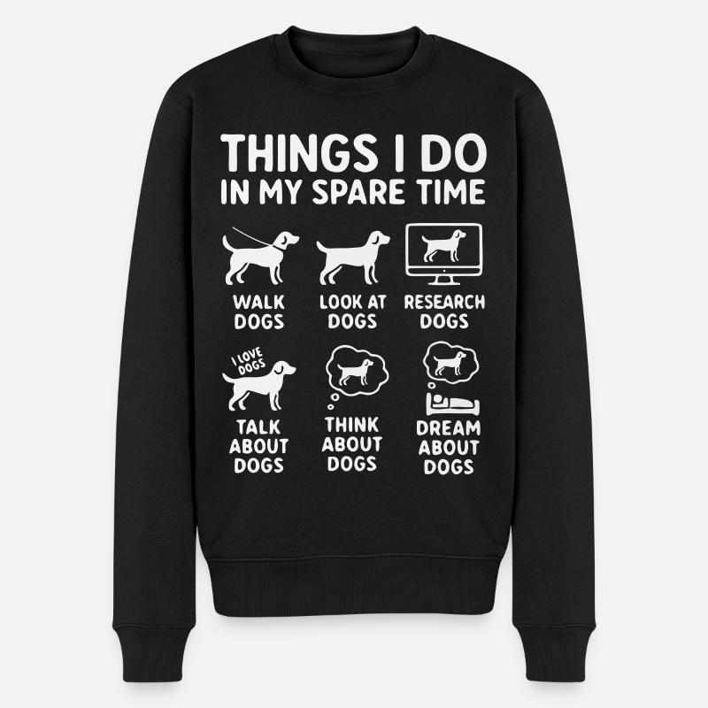 Lustiger Hunde Spruch Freizeit - Männer Premium Bio Pullover - Schwarz