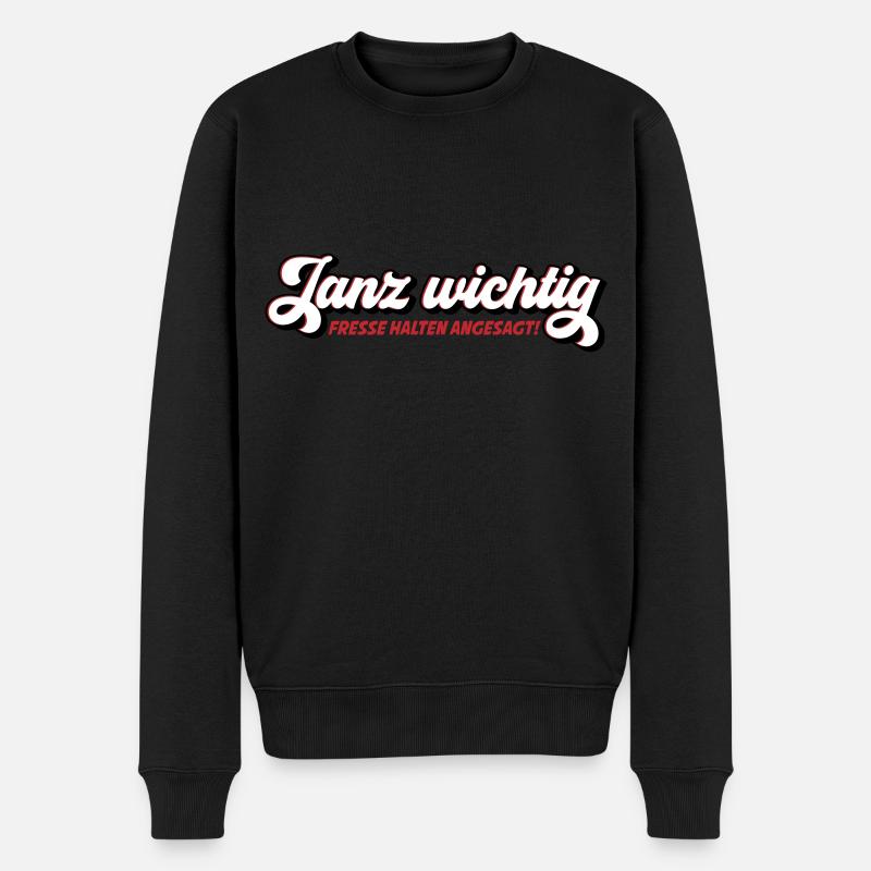 Janz Wichtig Fresse halten | Farben änderbar - Männer Premium Bio Pullover - Schwarz