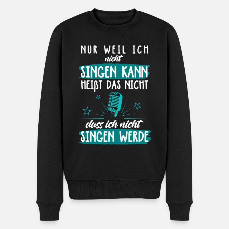 Karaoke Sängerin Sänger Musik Singen Mikrofon Bar - Männer Premium Bio Pullover - Schwarz
