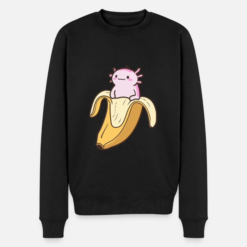 Drôle d’axolotl en banane - Pull Premium bio Homme - noir