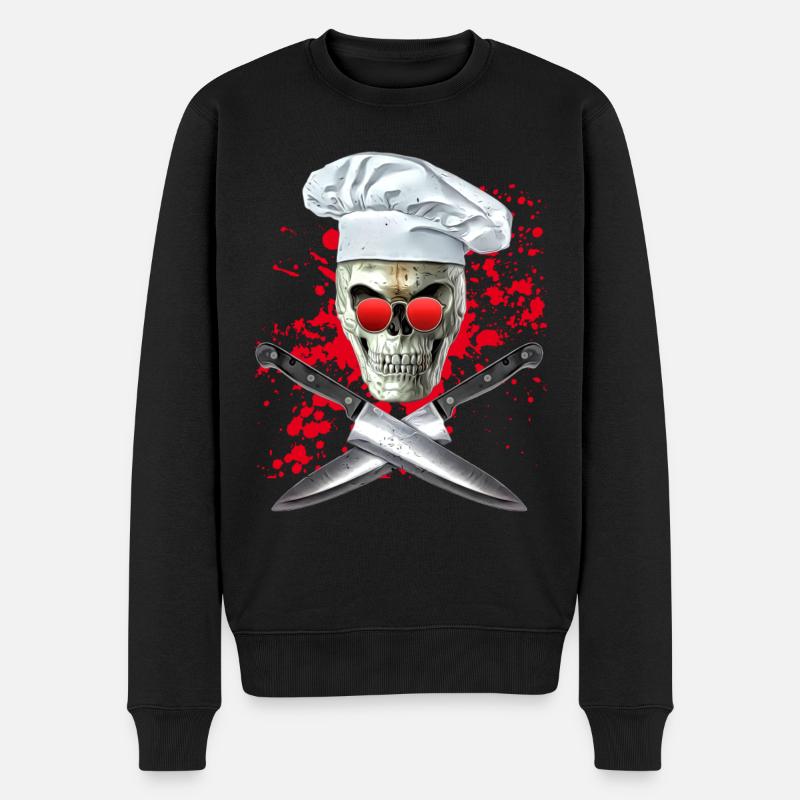 cuisinier crâne éclaboussure - Pull Premium bio Homme - noir
