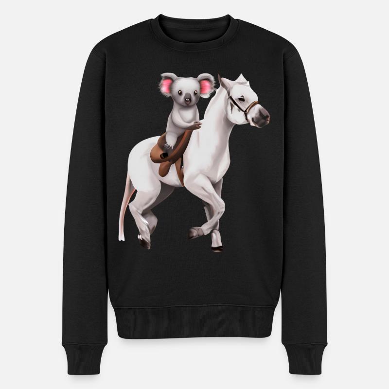 Koala auf einem Pferd - Männer Premium Bio Pullover - Schwarz