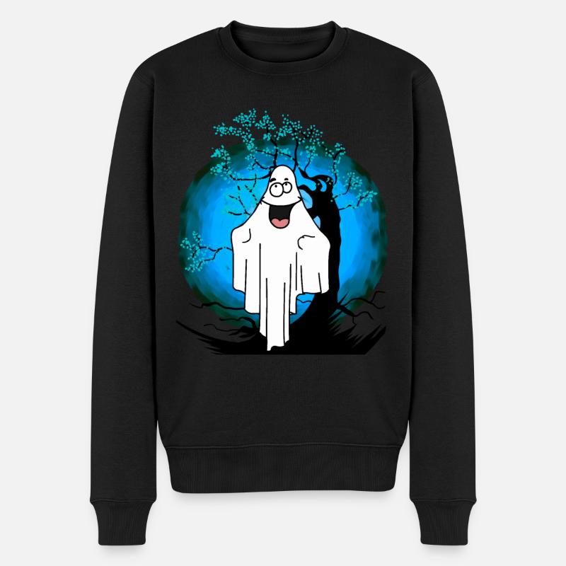 Halloween Gespenst Geist Geister - Männer Premium Bio Pullover - Schwarz