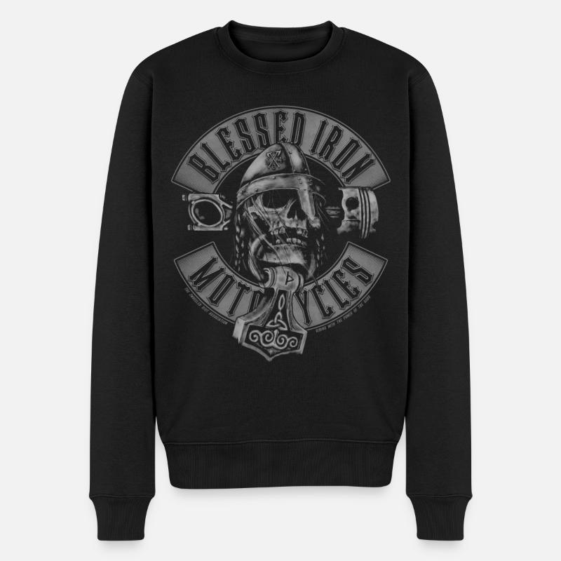 Blessed Iron Motorcycles - Männer Premium Bio Pullover - Schwarz
