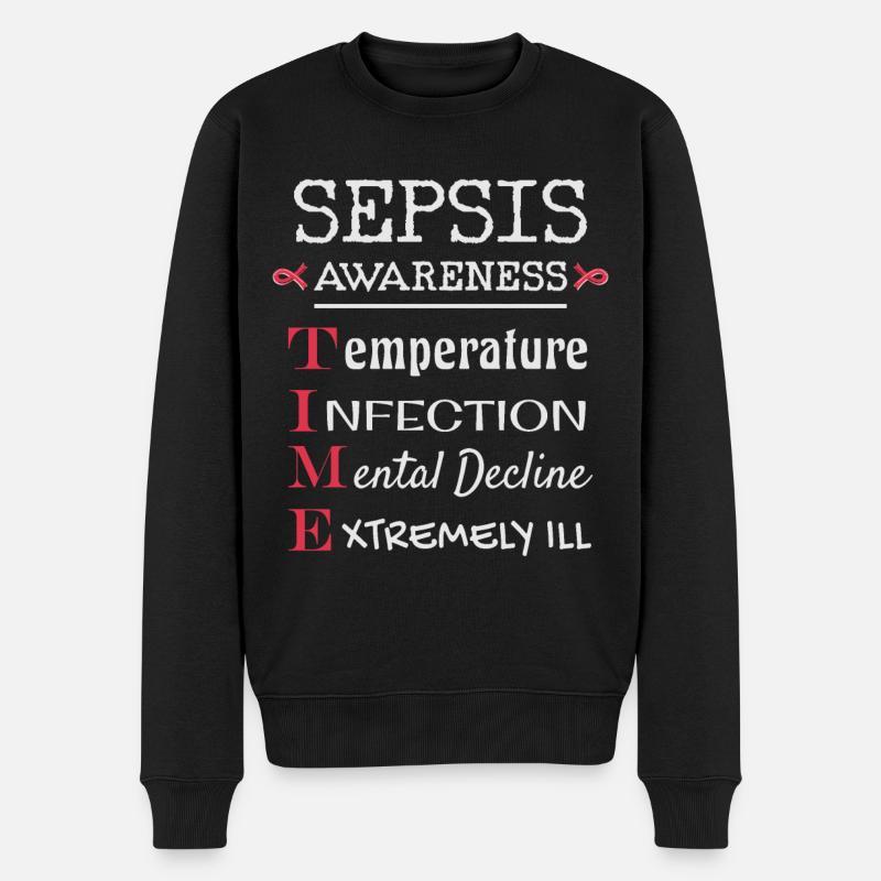 Sepsis Bewusstsein, Blutvergiftung - Männer Premium Bio Pullover - Schwarz