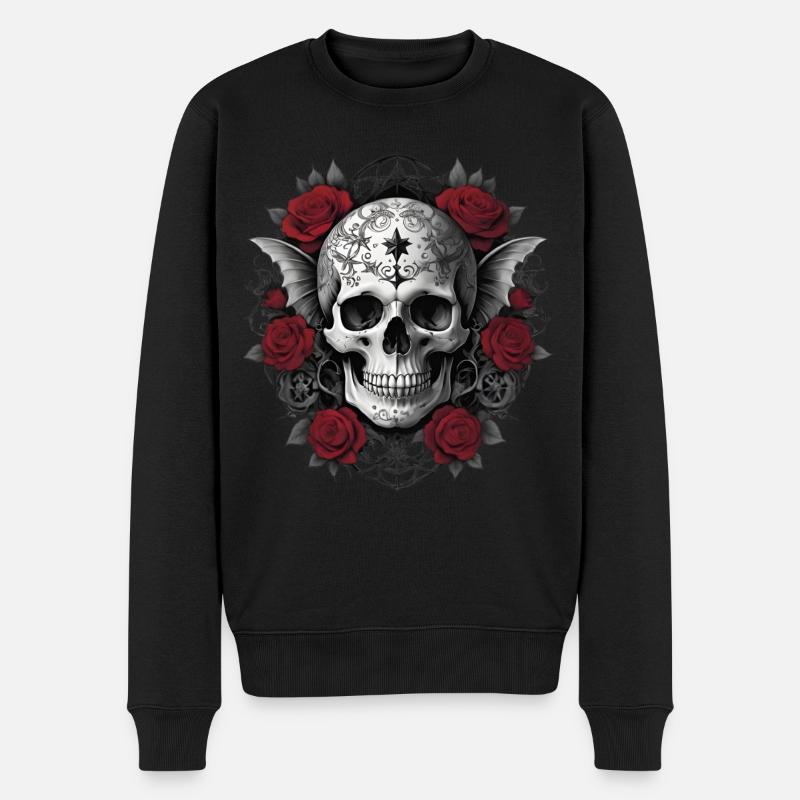 Gothic Totenkopf - Männer Premium Bio Pullover - Schwarz