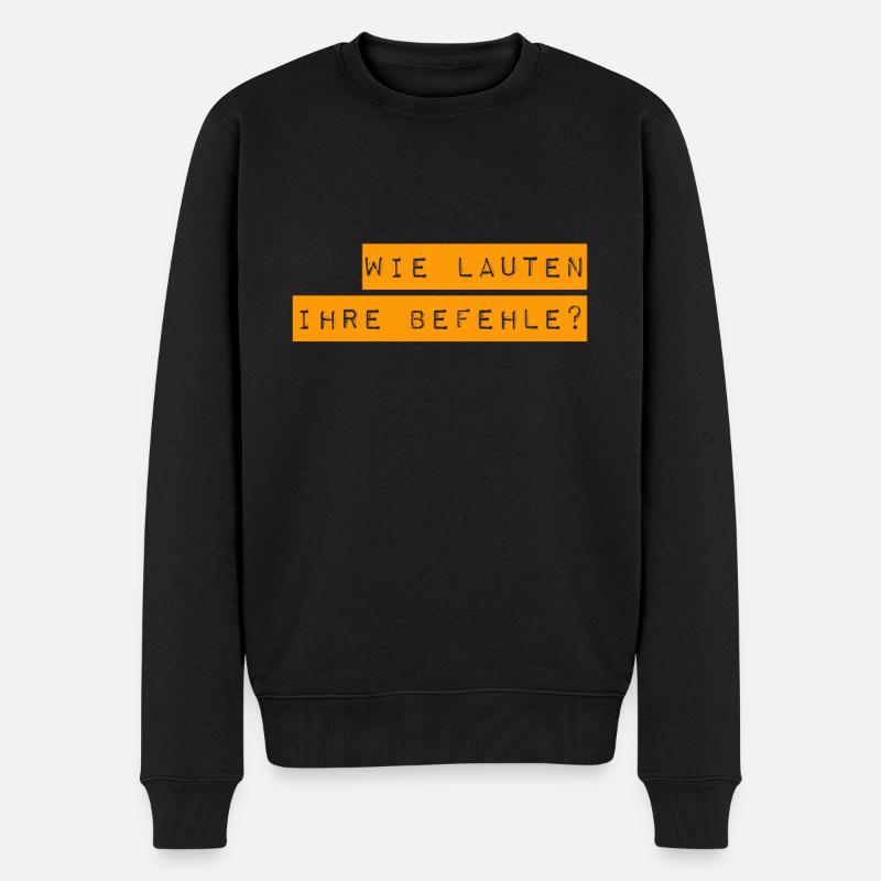 ich warte auf Befehle - Männer Premium Bio Pullover - Schwarz