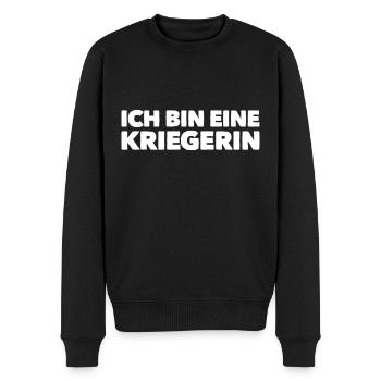 vor dir steht eine Kriegerin - Männer Premium Bio Pullover - Schwarz - Vorne - Nico (187cm)