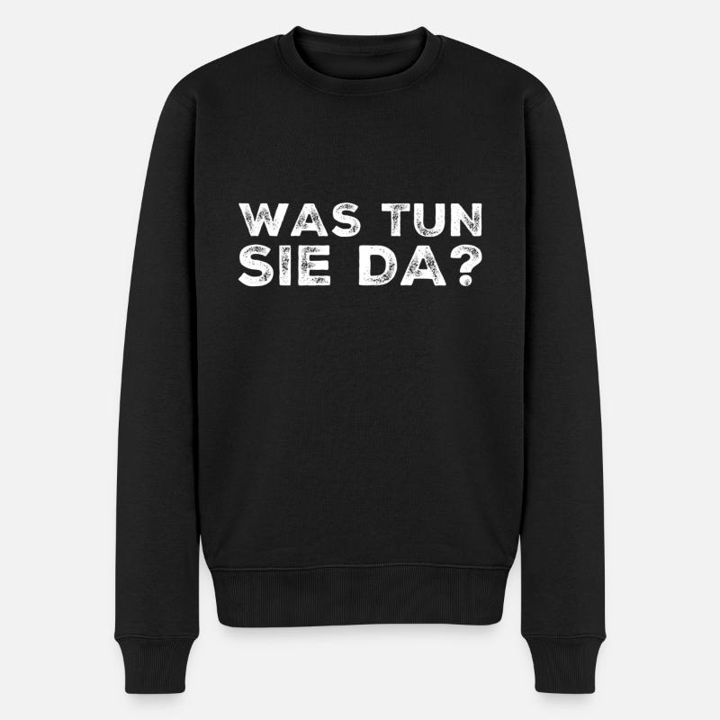 kann ich ihnen helfen? - Männer Premium Bio Pullover - Schwarz