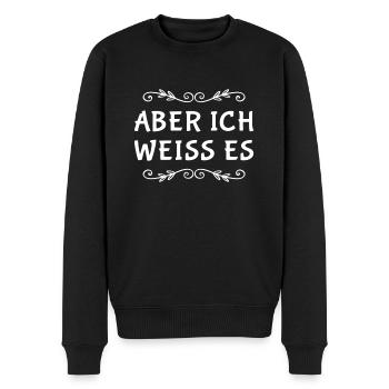 ich bin schlau - Männer Premium Bio Pullover - Schwarz - Vorne - Nico (187cm)