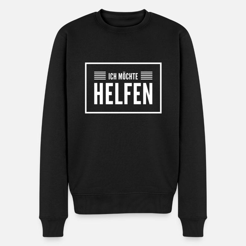 darf ich helfen? - Männer Premium Bio Pullover - Schwarz