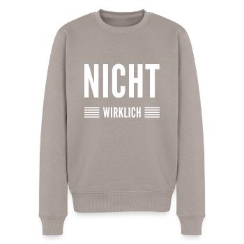 nicht wirklich - Männer Premium Bio Pullover - Taupe - Vorne - Nico (187cm)
