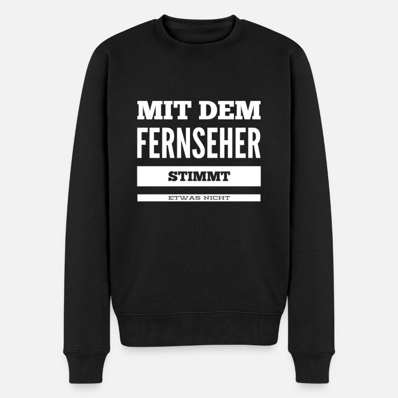der Fernseher macht Probleme - Männer Premium Bio Pullover - Schwarz