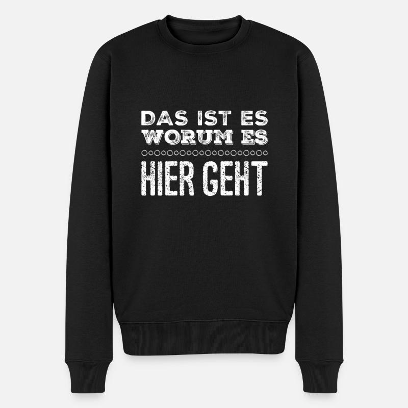 hier ist das warum - Männer Premium Bio Pullover - Schwarz