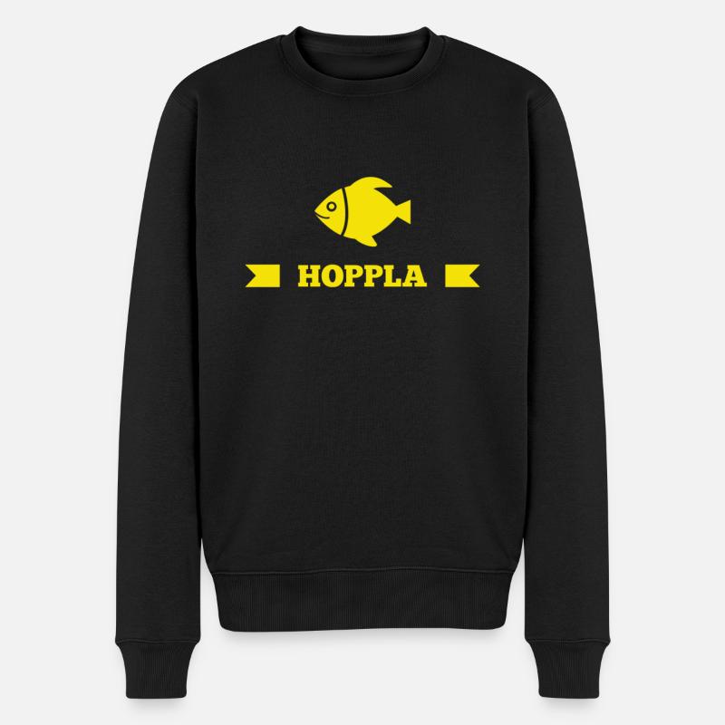 hoppla - Männer Premium Bio Pullover - Schwarz