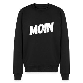 guten Morgen auf norddeutsch - Männer Premium Bio Pullover - Schwarz - Vorne - Nico (187cm)