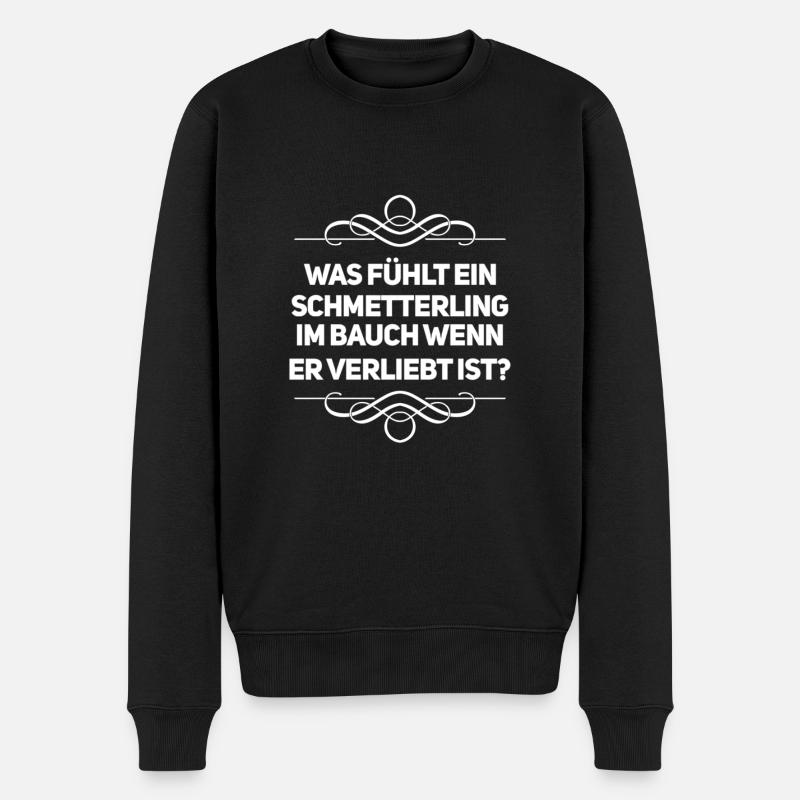 mit Schmetterlingen im Bauch - Männer Premium Bio Pullover - Schwarz
