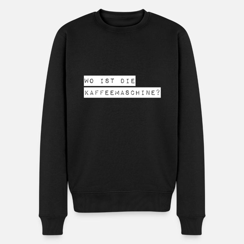 wo ist der Kaffee? - Männer Premium Bio Pullover - Schwarz