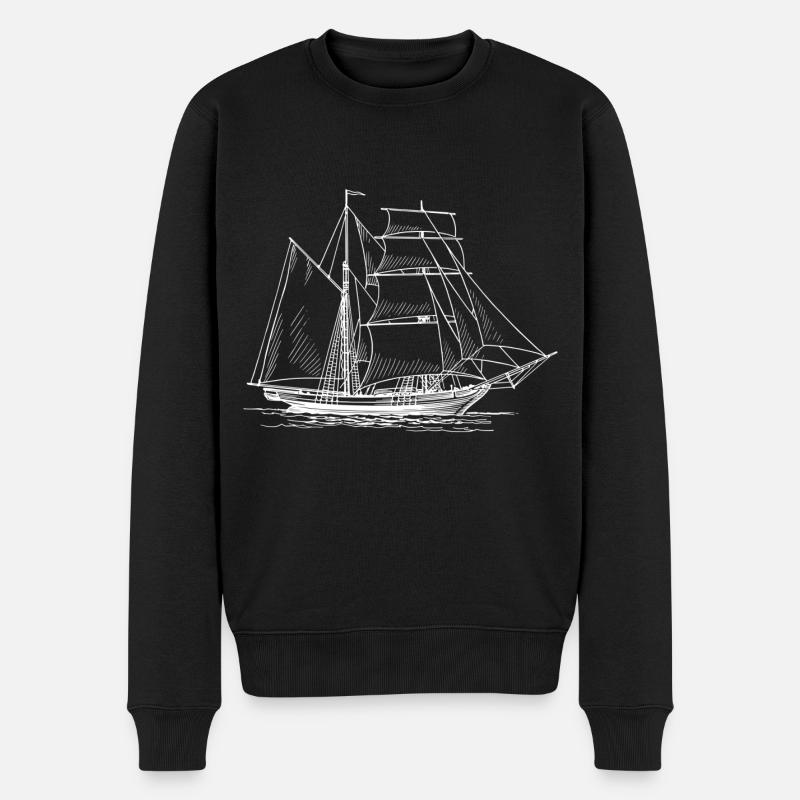 Segelschiff - Männer Premium Bio Pullover - Schwarz
