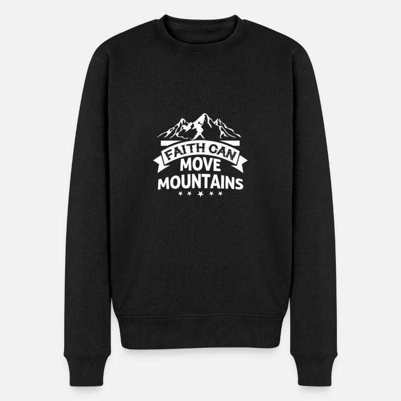 Glaube kann Berge bewegen Bibel Christian - Männer Premium Bio Pullover - Schwarz