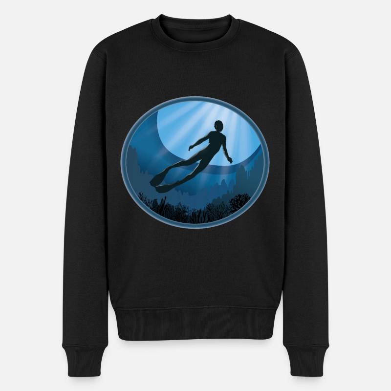 Freedive L’océan appelle Free Diver - Pull Premium bio Homme - noir