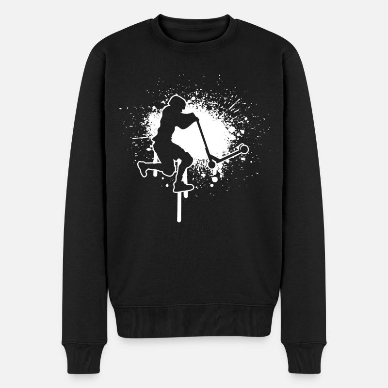 Scooter Stunt Roller Herren Stunt Scooter - Männer Premium Bio Pullover - Schwarz