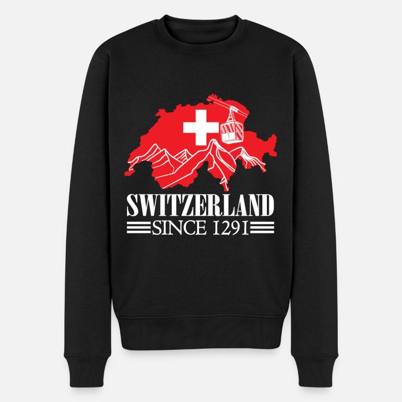 Schweiz Karte seit 1291 Schweizer Flagge - Schweizer Fans - Männer Premium Bio Pullover - Schwarz