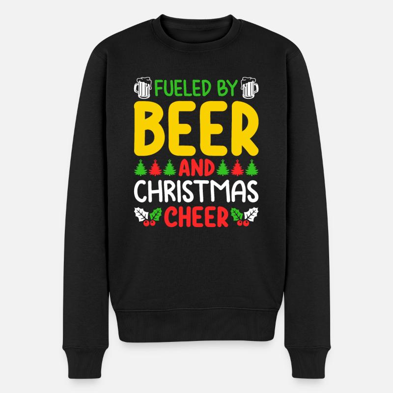 Fueled By Beer And Christmas Cheer - Männer Premium Bio Pullover - Schwarz