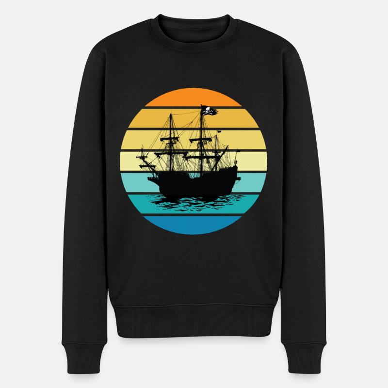 Piratenschiff - Männer Premium Bio Pullover - Schwarz