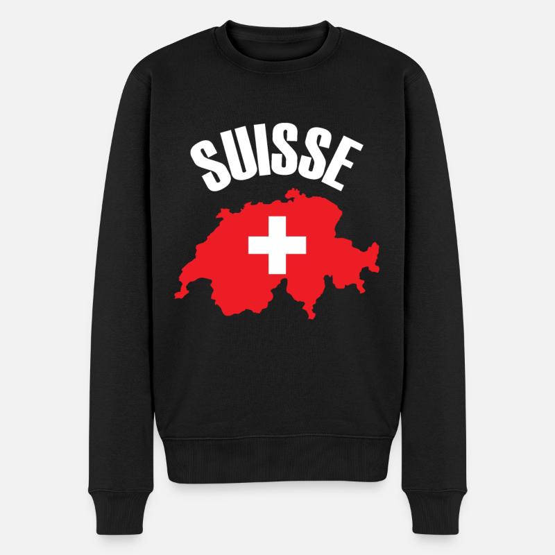 Suisse - Suisse Carte Drapeau Suisse - Pull Premium bio Homme - noir