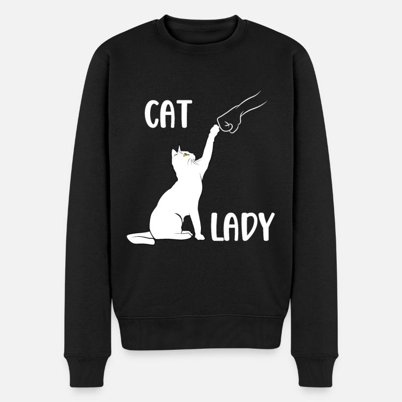 Cat Lady - Cat Fist Bump - Männer Premium Bio Pullover - Schwarz