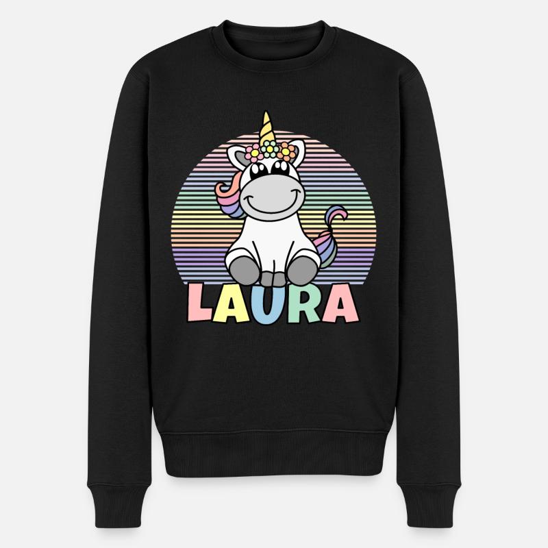 Laura Einhorn Name - Männer Premium Bio Pullover - Schwarz