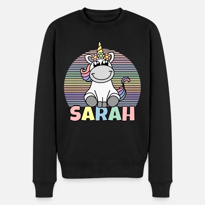Sarah Einhorn Name - Männer Premium Bio Pullover - Schwarz