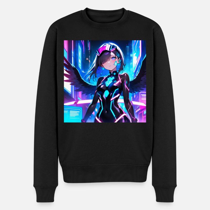 Cyber Engel Mädchen - Männer Premium Bio Pullover - Schwarz
