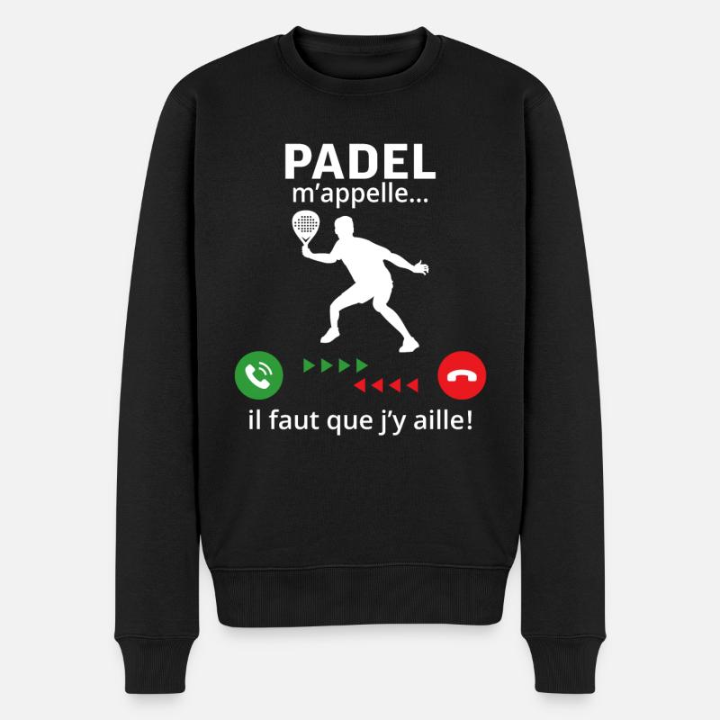 Padel m'appelle il faut que j'y aille! - Pull Premium bio Homme - noir