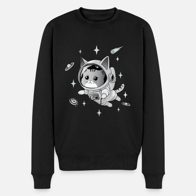 Chat astronaute - Pull Premium bio Homme - noir