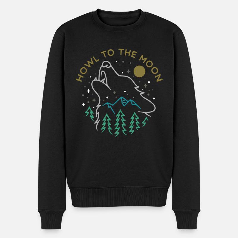 Camping mit Wolf im Wald Natur Geschenk - Männer Premium Bio Pullover - Schwarz