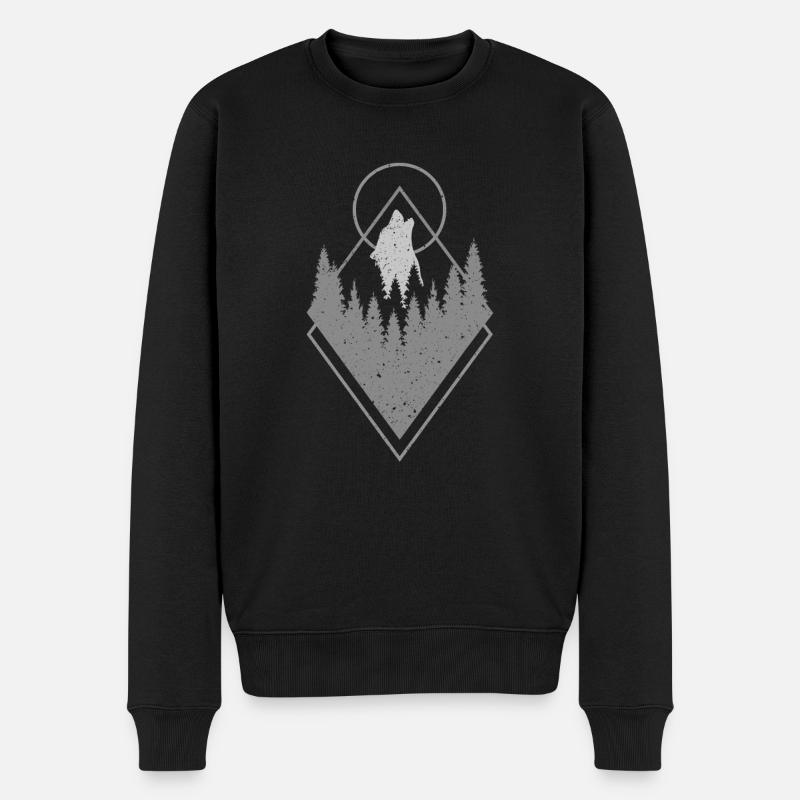 Loup dans la forêt - Pull Premium bio Homme - noir