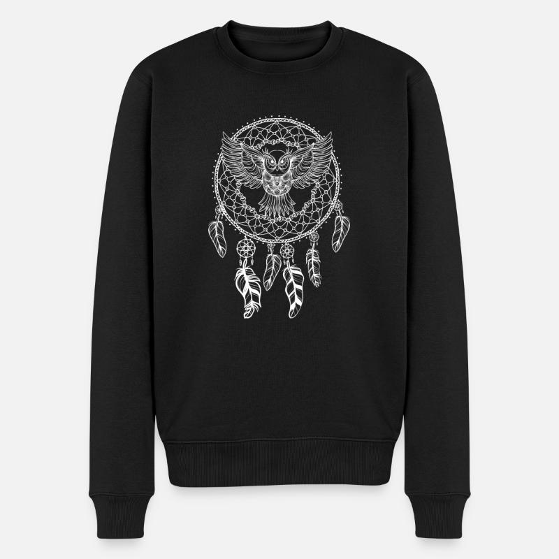 Traumfänger Dreamcatcher mit Eule Geschenk - Männer Premium Bio Pullover - Schwarz