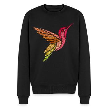Kolibri Vogel Tier Mandala Vögel Design Kunst - Männer Premium Bio Pullover - Schwarz - Vorne - Nico (187cm)