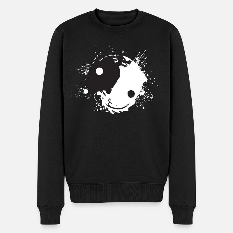 Yin Yang Drachen Ying Yang Symbol Zeichnung - Männer Premium Bio Pullover - Schwarz
