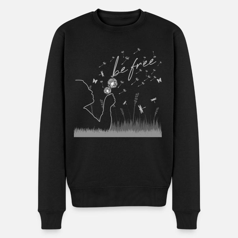 Sois libre! Fleurs de Blowball de pissenlit sucré - Pull Premium bio Homme - noir